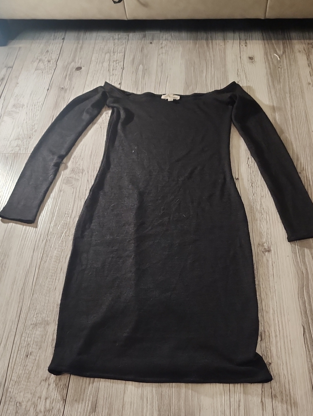 Wilfred Black Off-the-Shoulder Long Sleeve Dress